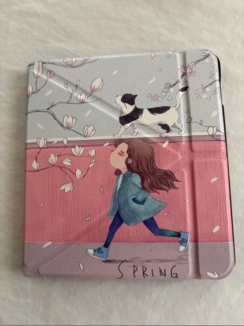 Kobo Libra E Reader Case Spring Girl with Cat New